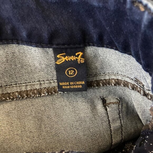 Womens Seven 7 Cropped Capri Jeans Pants Dark Blue 12 Cotton Polyester Spandex - Picture 8 of 8